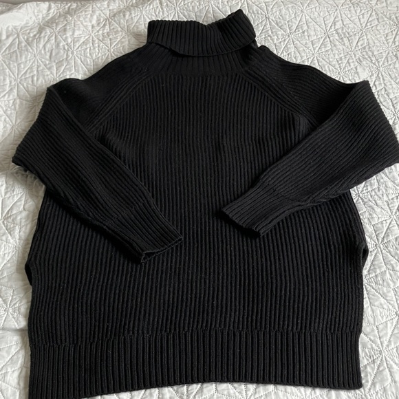 BLACK Aritzia Wilfred Free Lin merino wool Turtleneck Sweater size Large - Picture 8 of 8